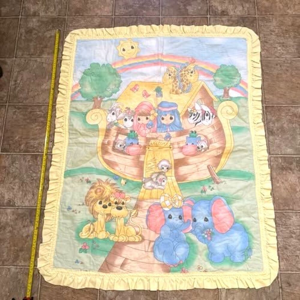 Precious Moments Noah's Ark Crib Baby Blanket Vintage Animals